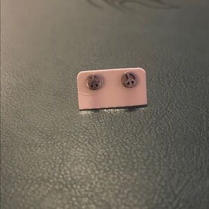 Silver Peace Sign Stud Earrings